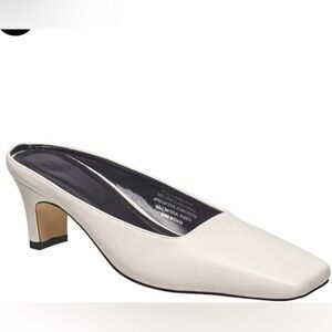 New French Connection Cream Heeled Mules